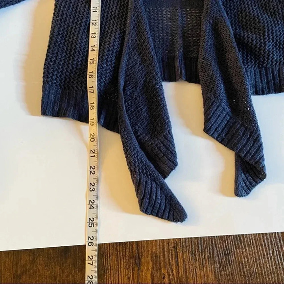 Y2K crop navy blue Open stitch knit cascade cardigan - Picture 13 of 14